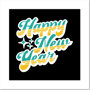 Happy New Year Retro Design Posters and Art